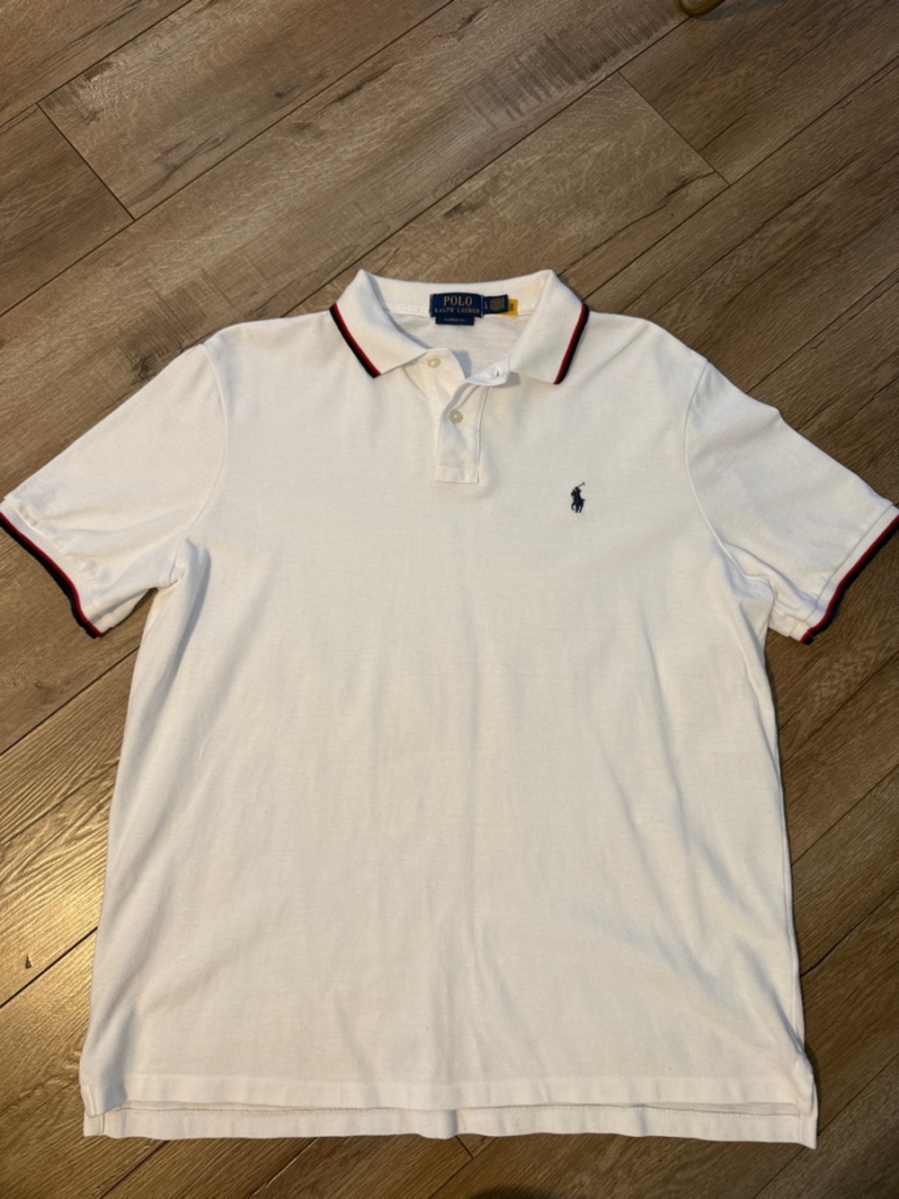 Polo by Ralph Lauren White Polo with Navy & Red Trim
